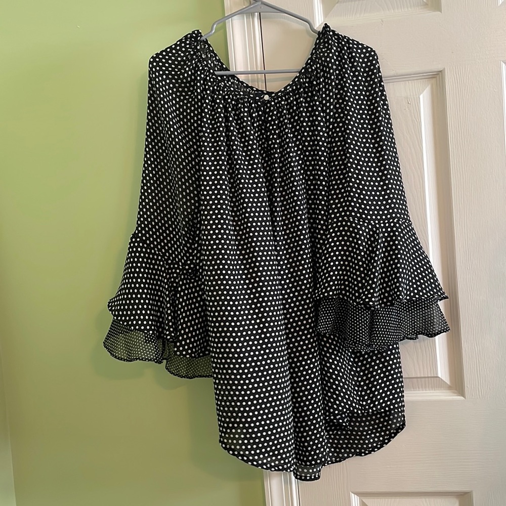 Plus Size Women’s Chaps Polka Dotted Blouse